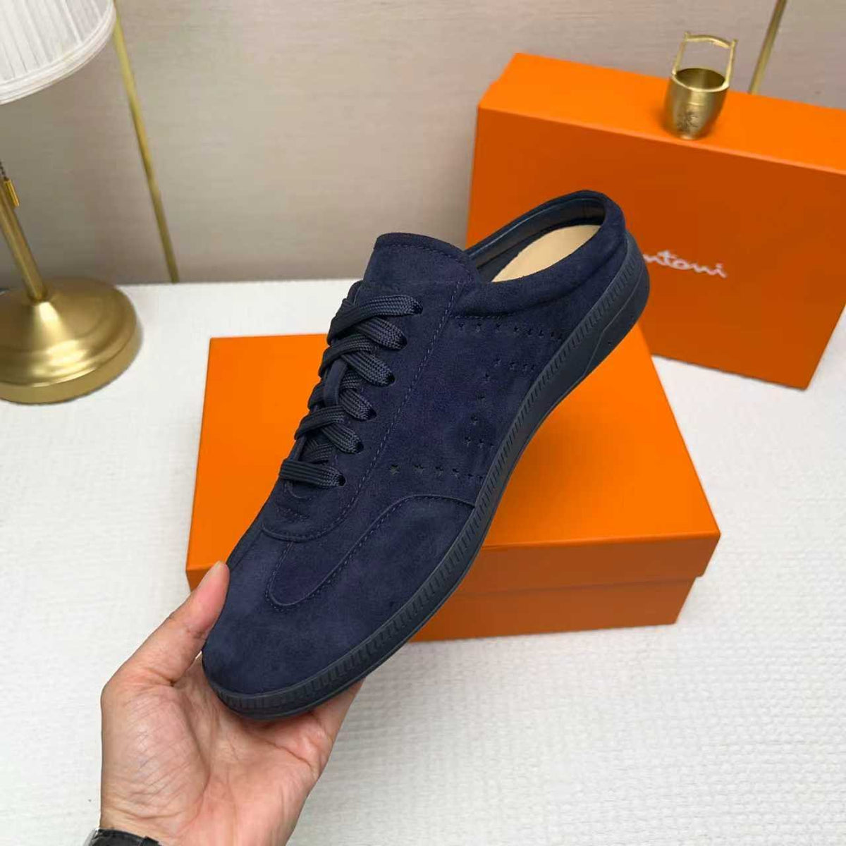 Santoni Perforated Low-Top Sneakers